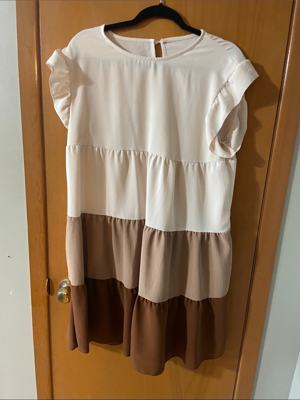 Cream Tan and Brown Dress